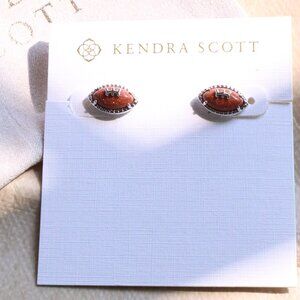 New Kendra Scott Orange Goldstone Football Stud Earrings Silver